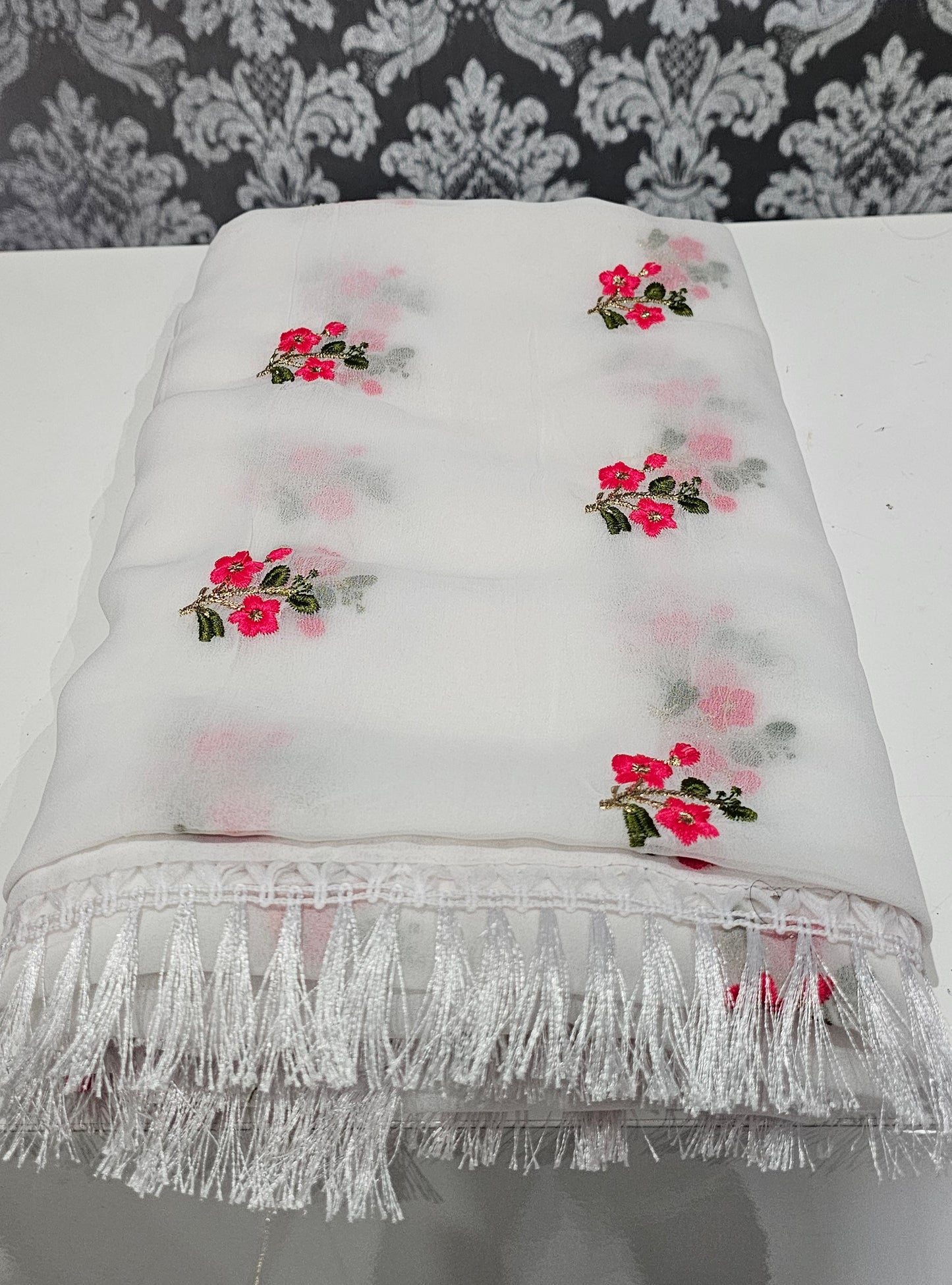 Faux georgette fully embroidered Saree