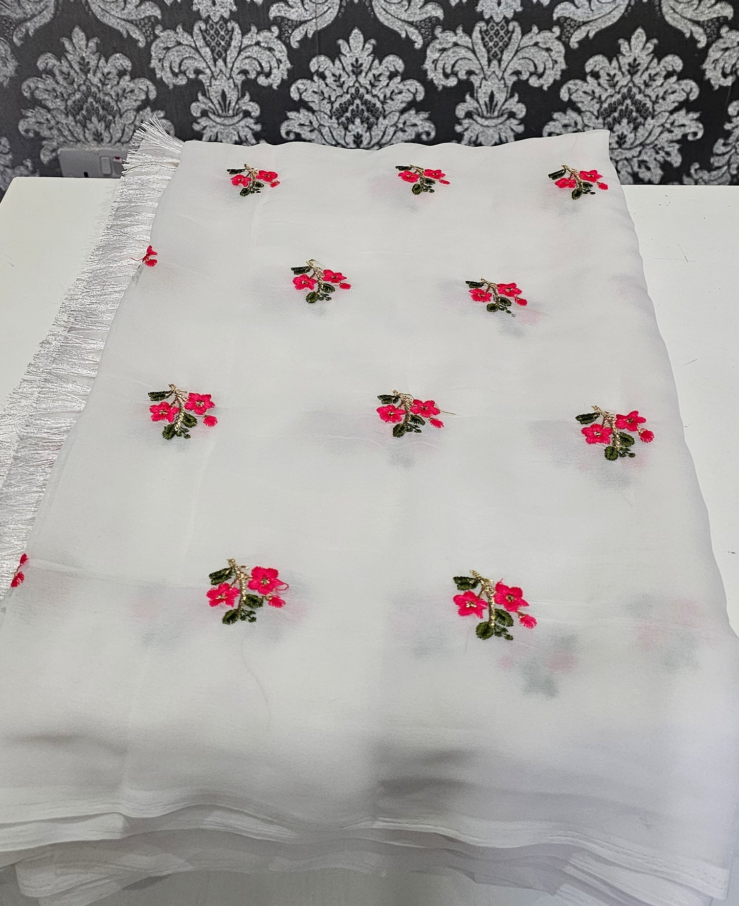 Faux georgette fully embroidered Saree