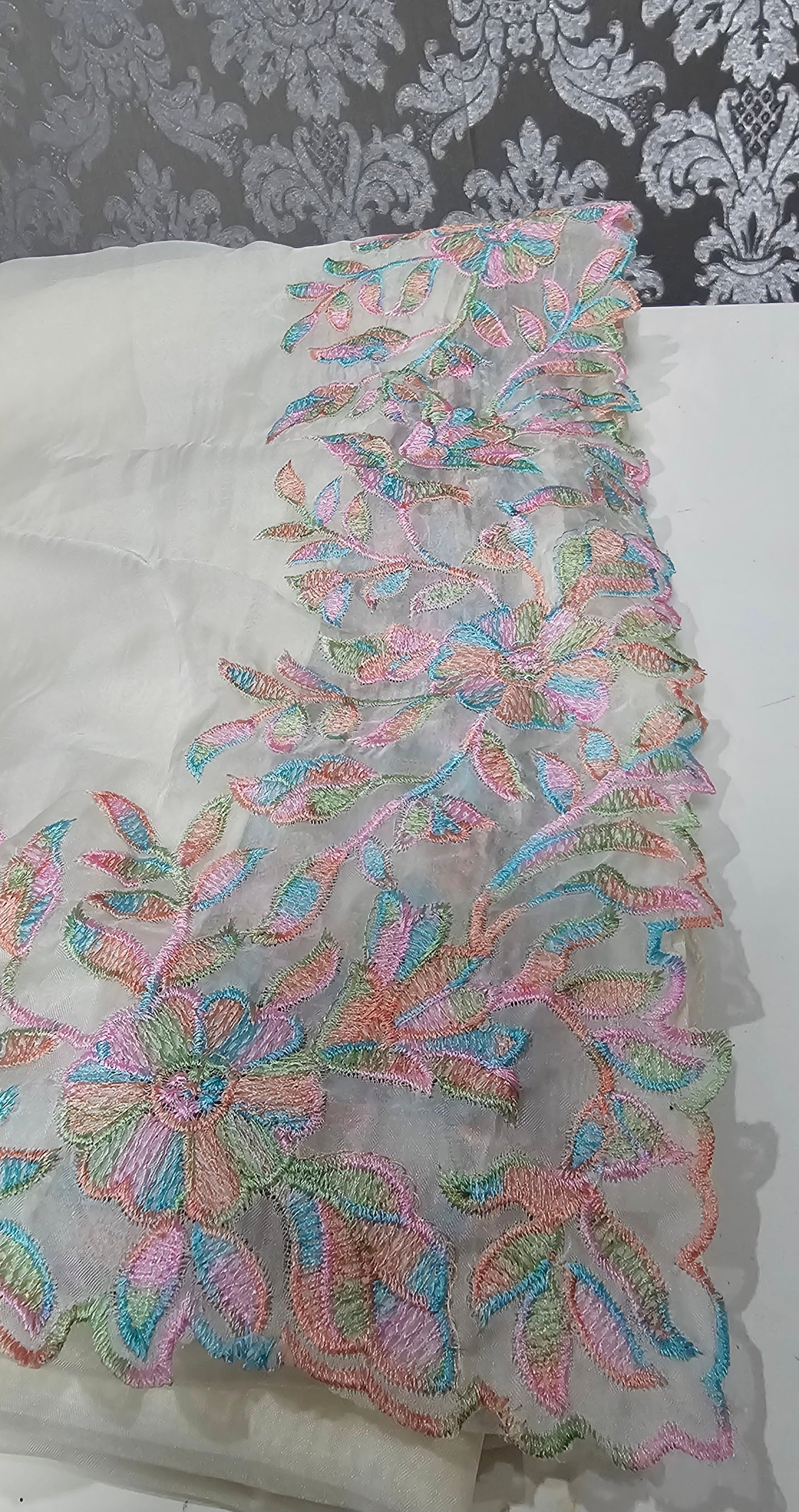 Soft organza fully embroidered saree with blouse piece