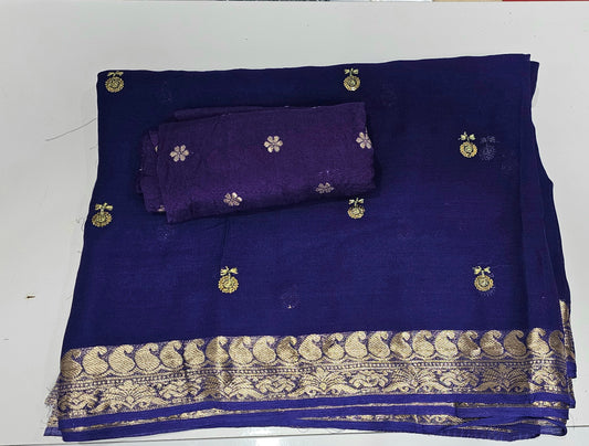 Viscose georgette saree with blouse piece