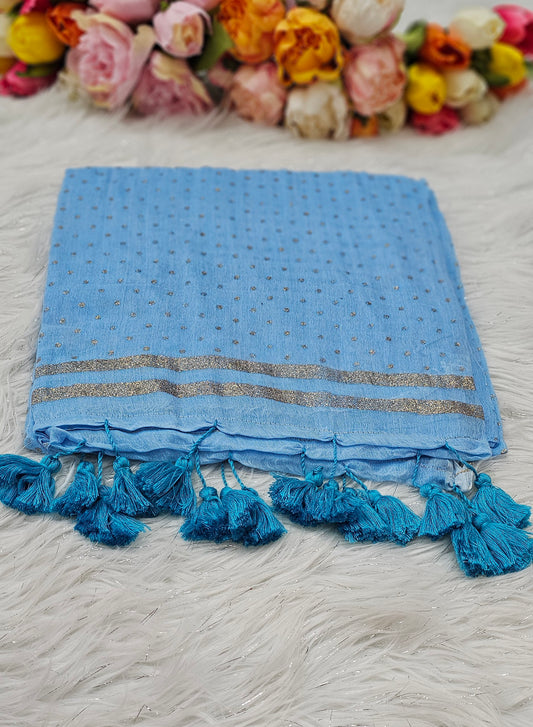 Soft cotton saree with glitter polka dots 💕