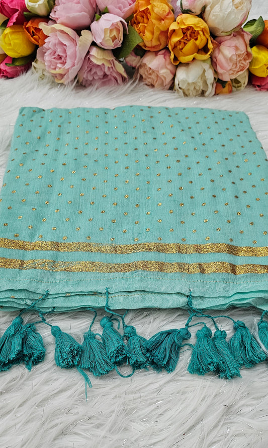 Soft cotton saree with glitter polka dots 💕