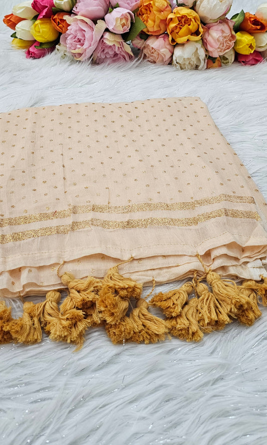 Soft cotton saree with glitter polka dots 💕