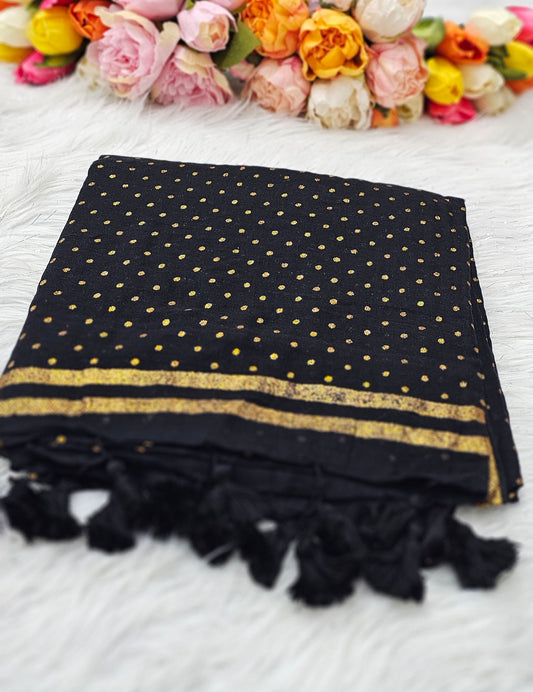 Soft cotton saree with glitter polka dots 💕