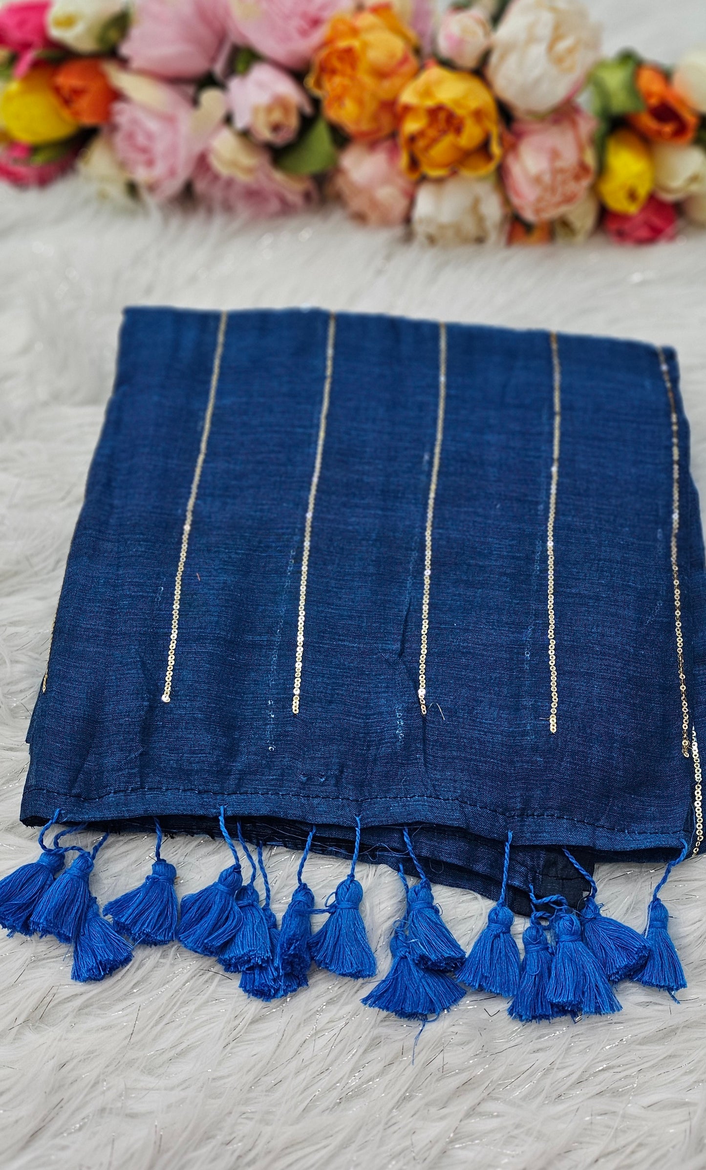 Mul cotton sequenced saree