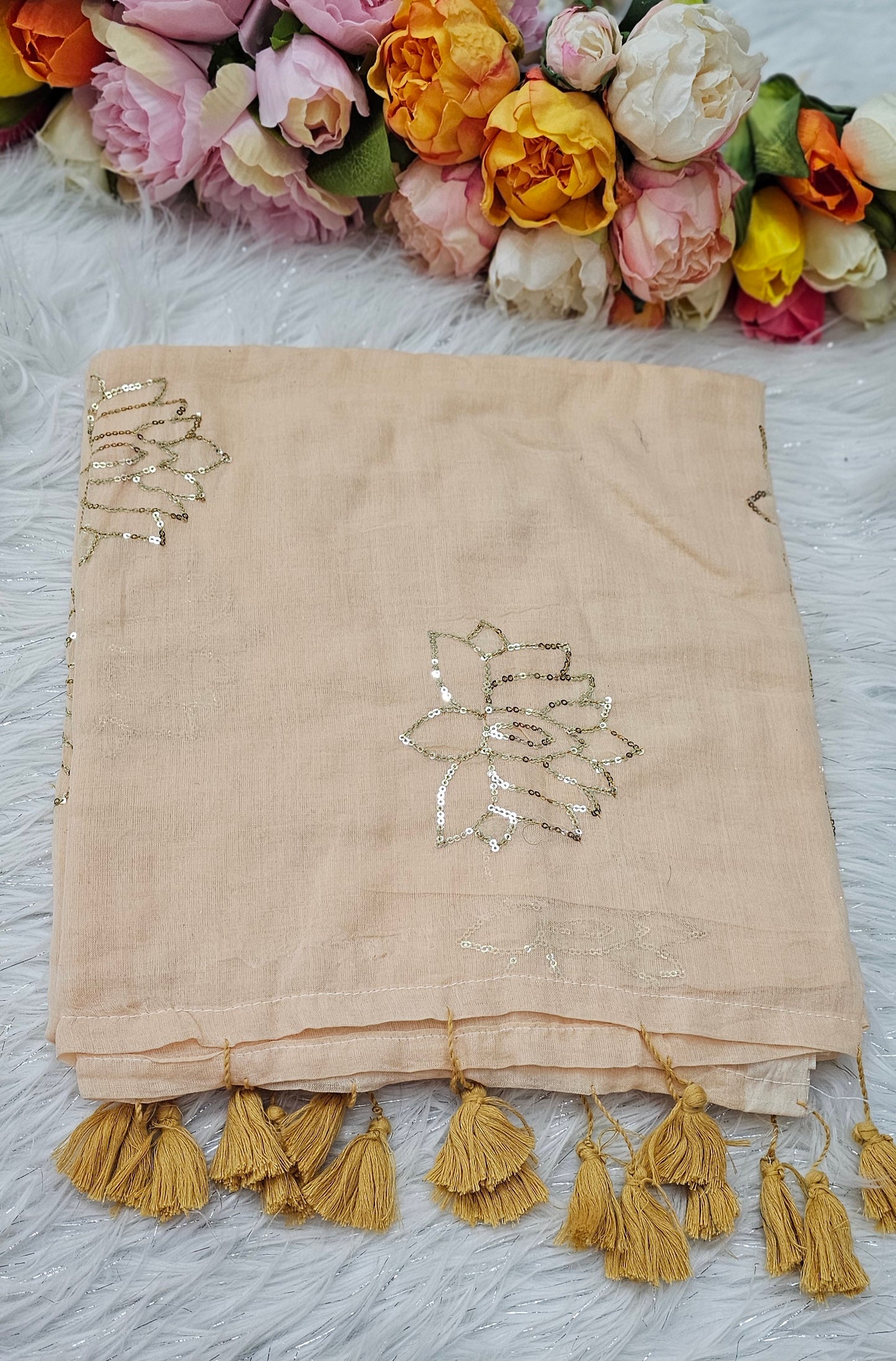 Mul mul cotton saree with lotus 💕