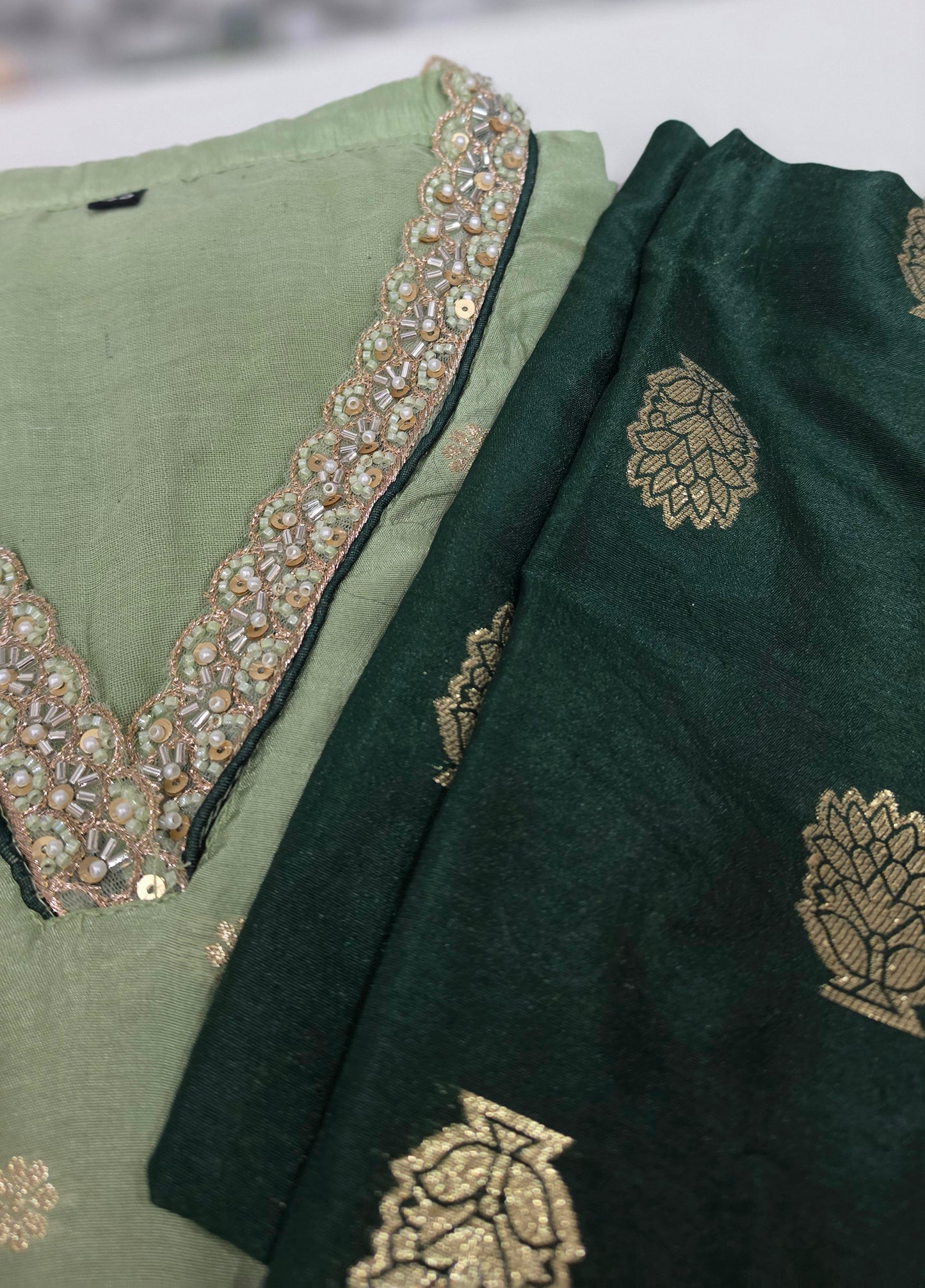 Beautiful Semi Silk there piece suit with banarasi dupatta