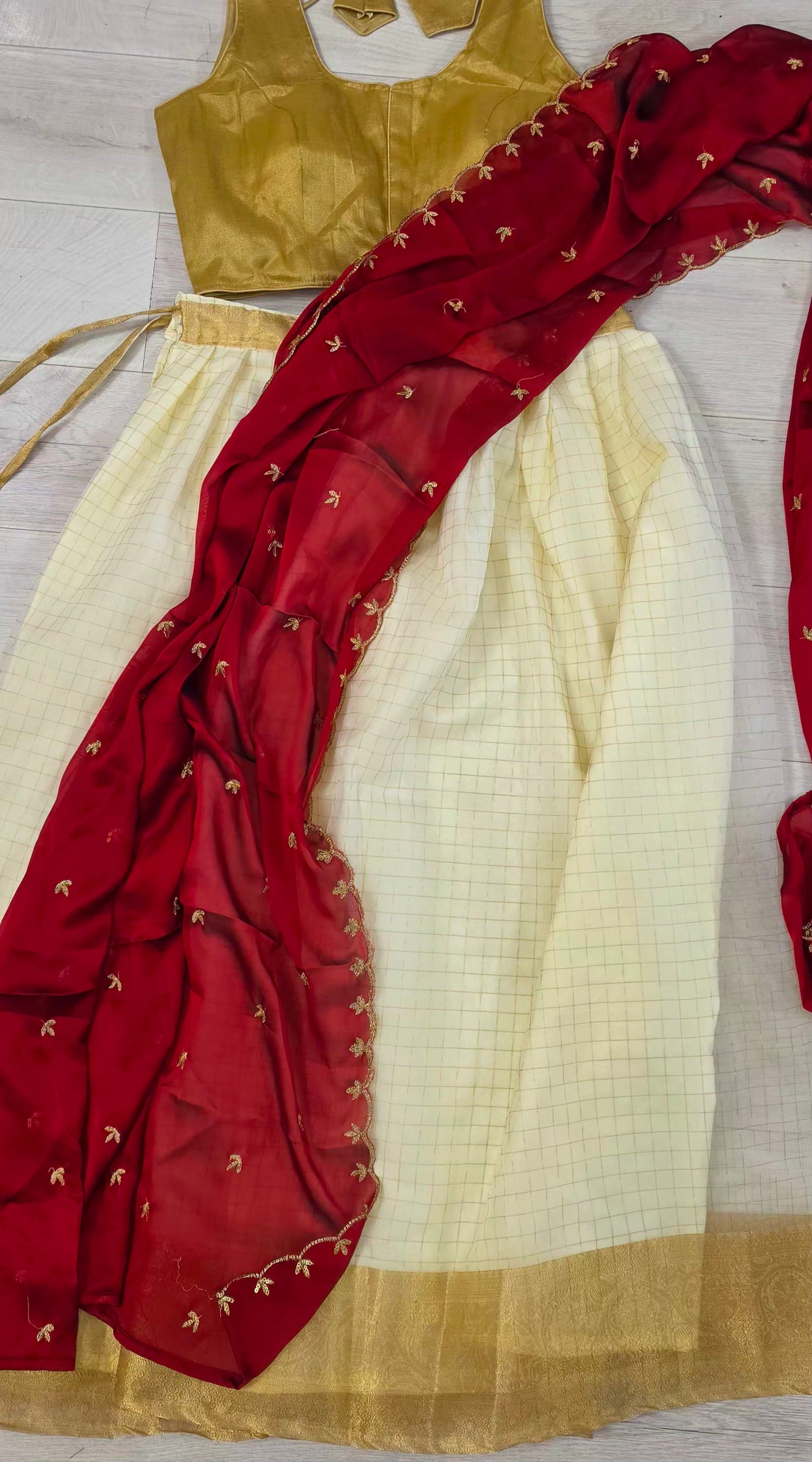 Beautiful organza dhavani ready to wear