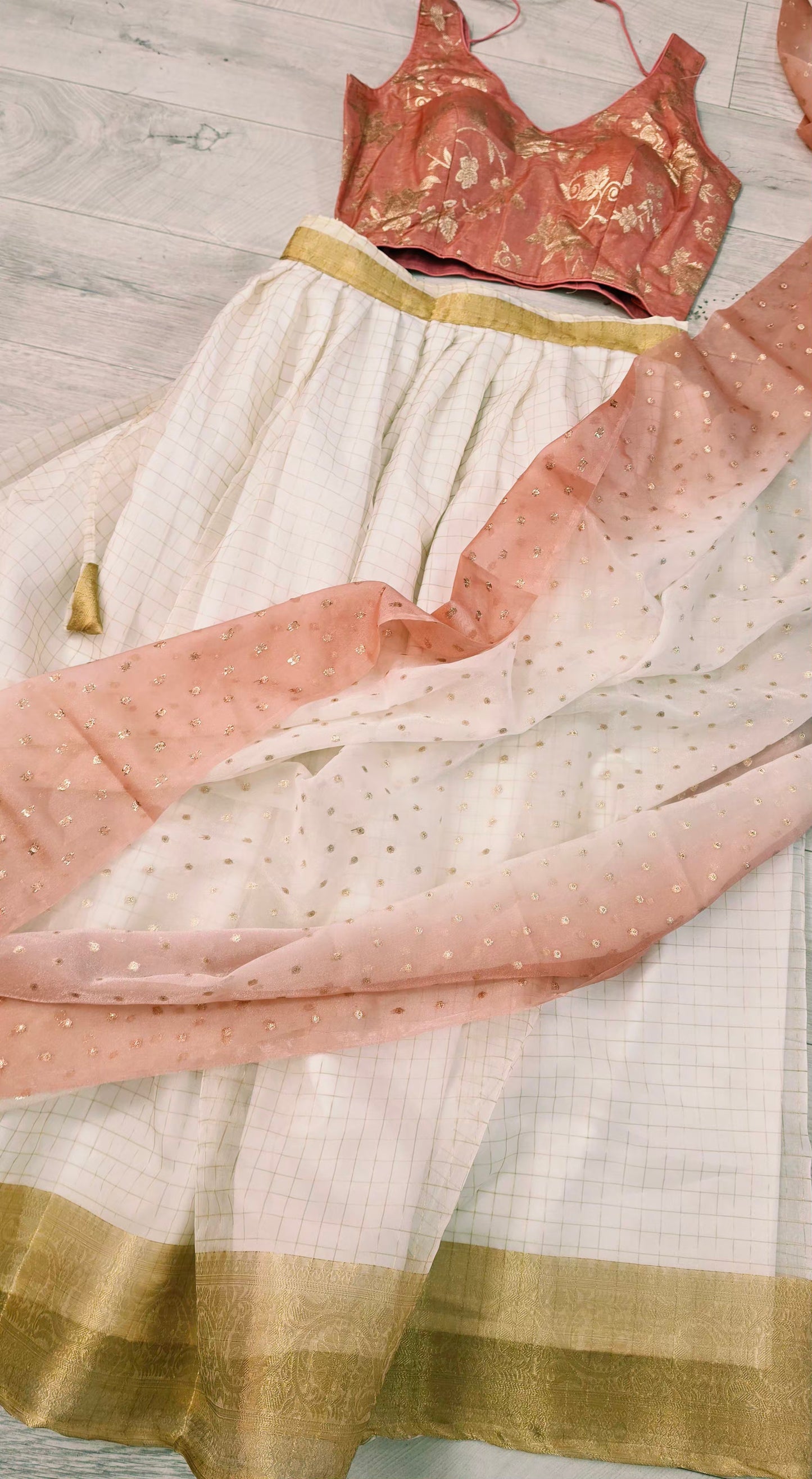 Beautiful organza dhavani ready to wear