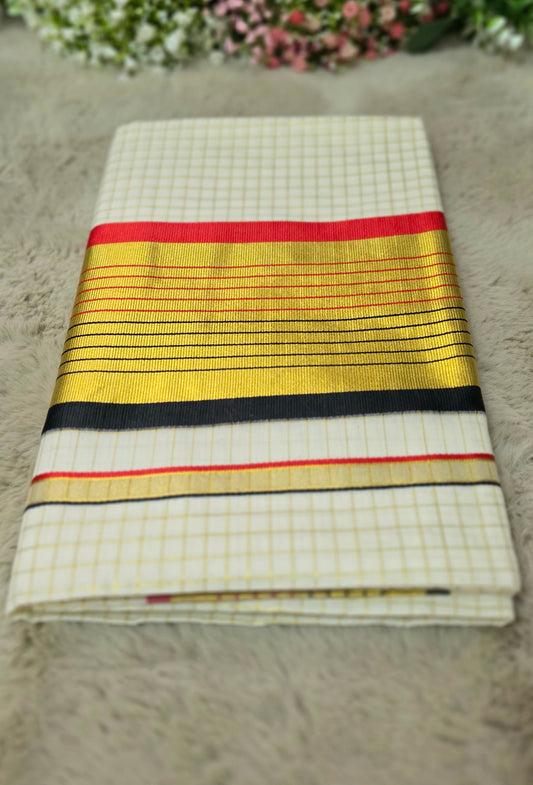 Beautiful check  tissue set saree