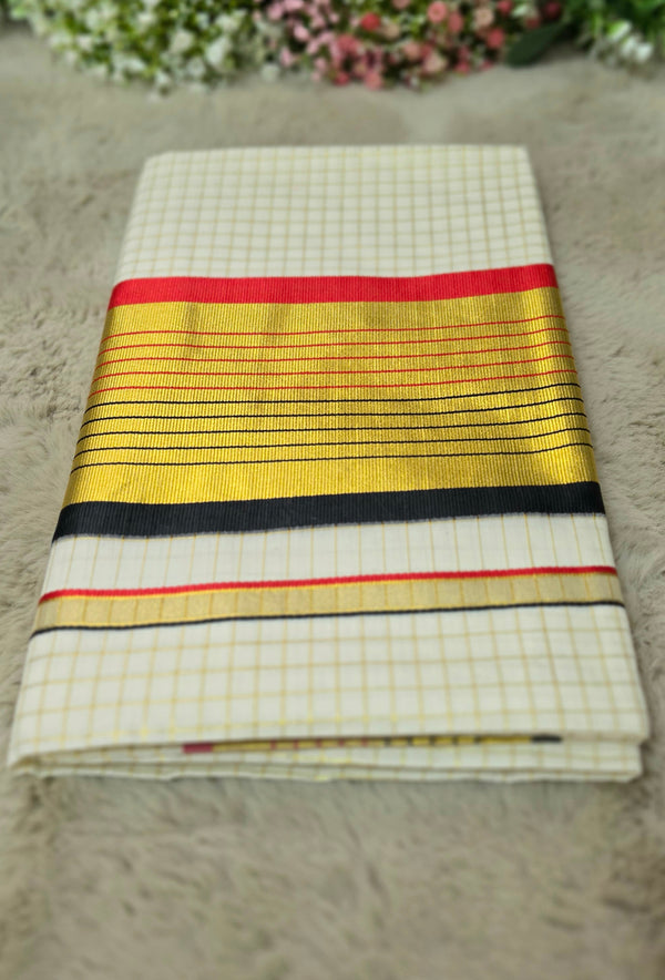 Beautiful check  tissue set saree