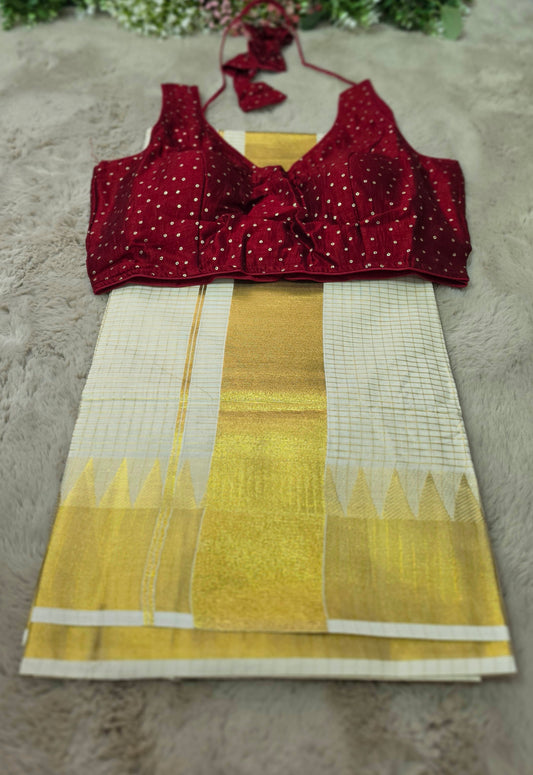 Soft tissue temple setsaree with blouse