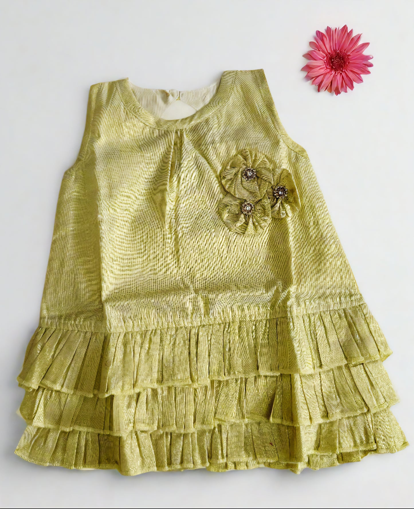 Beautiful Onam soft  tissue Baby Frock