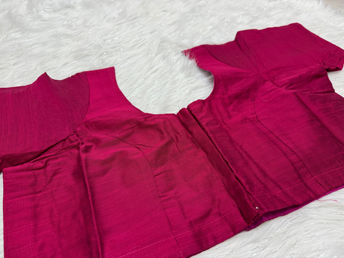 Deep Pink slubsilk Ready to wear princess cut saree blouse