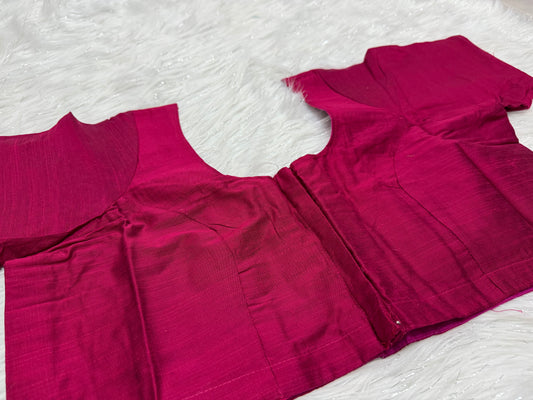 Deep Pink slubsilk Ready to wear princess cut saree blouse