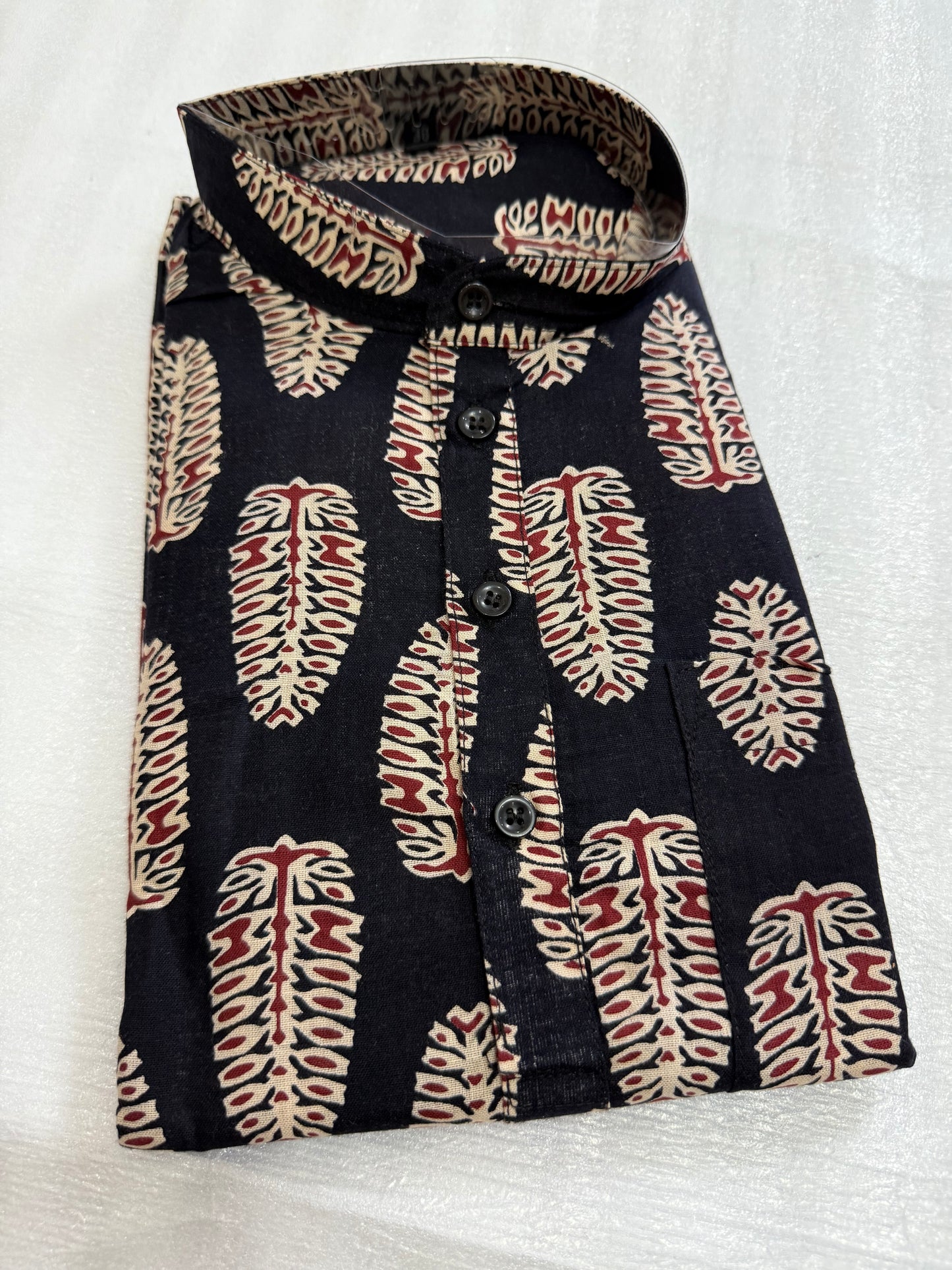 Black and Red patterned Kurta and Dhoti combo