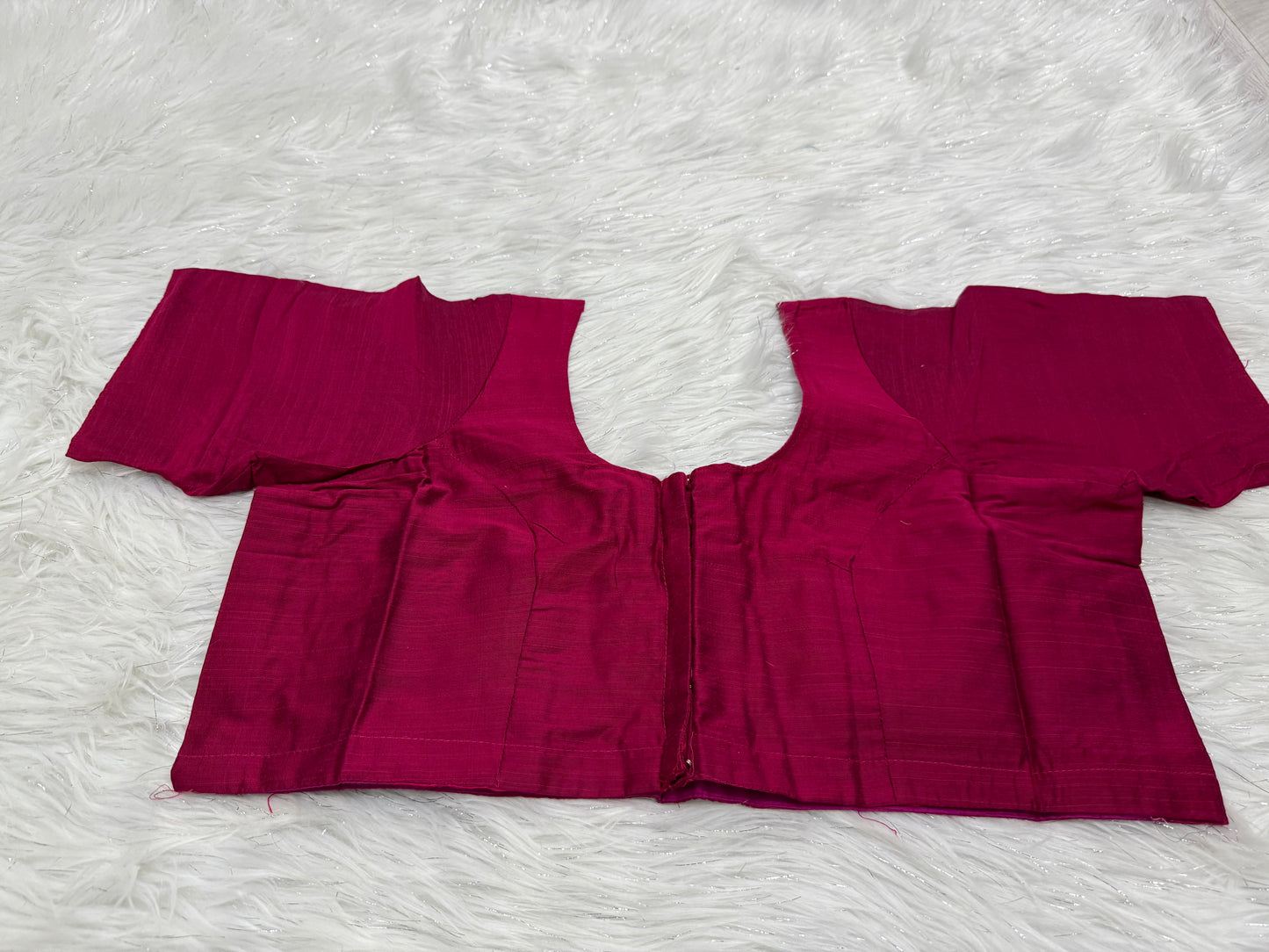 Deep Pink slubsilk Ready to wear princess cut saree blouse