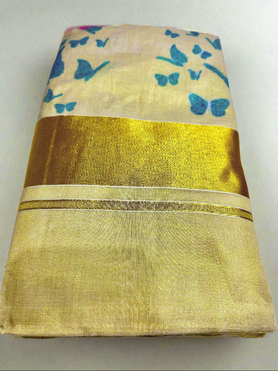 Ready to wear Onam set Saree with Readymade Blouse