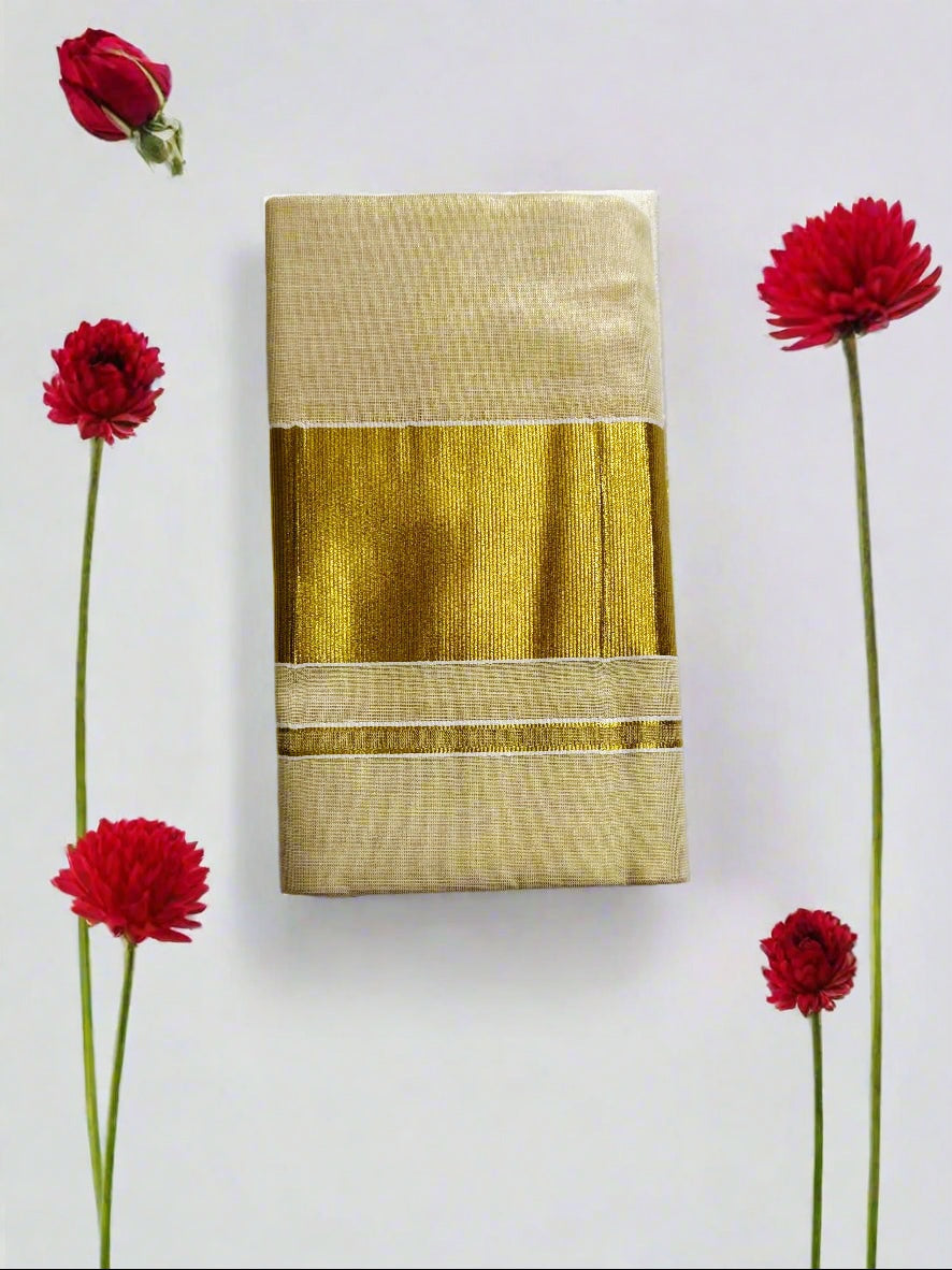 Gold tissue Set Mundu.