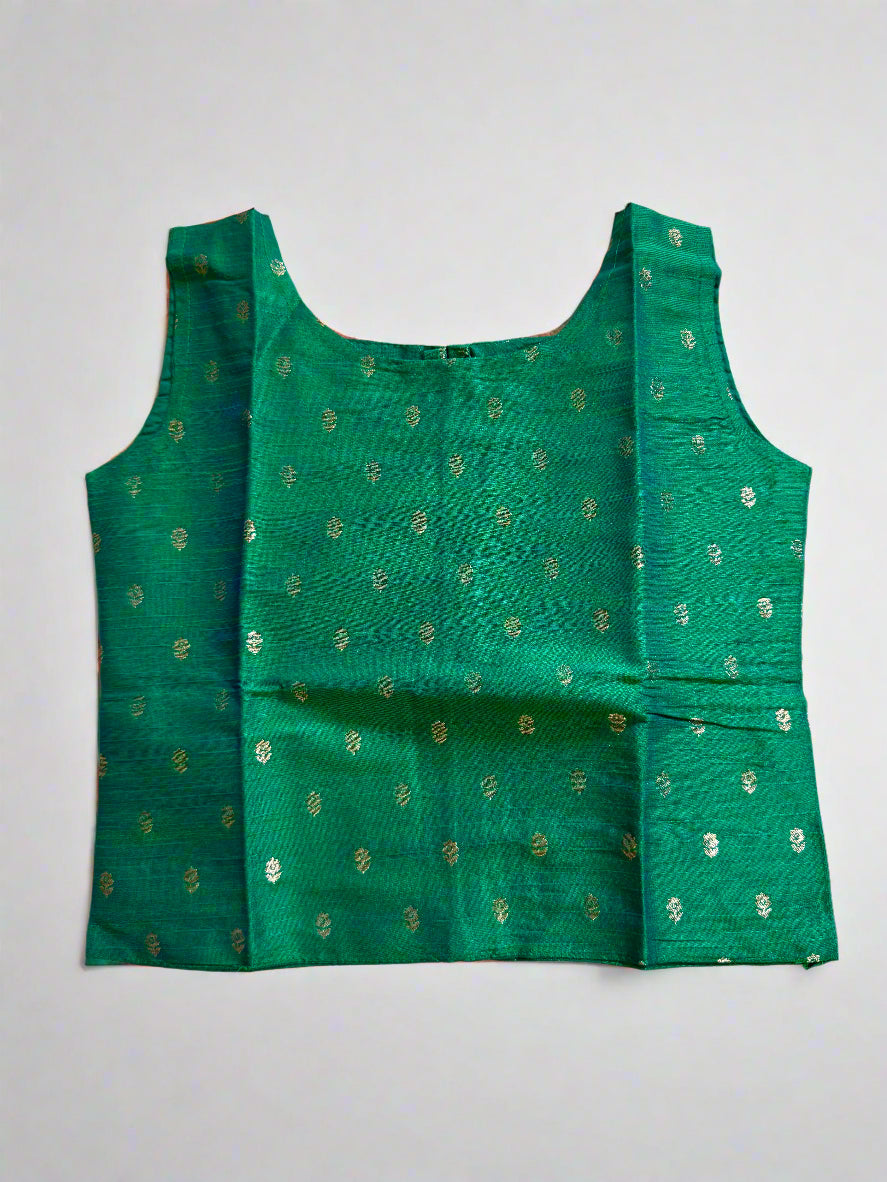 Girls Onam Green blouse and skirt