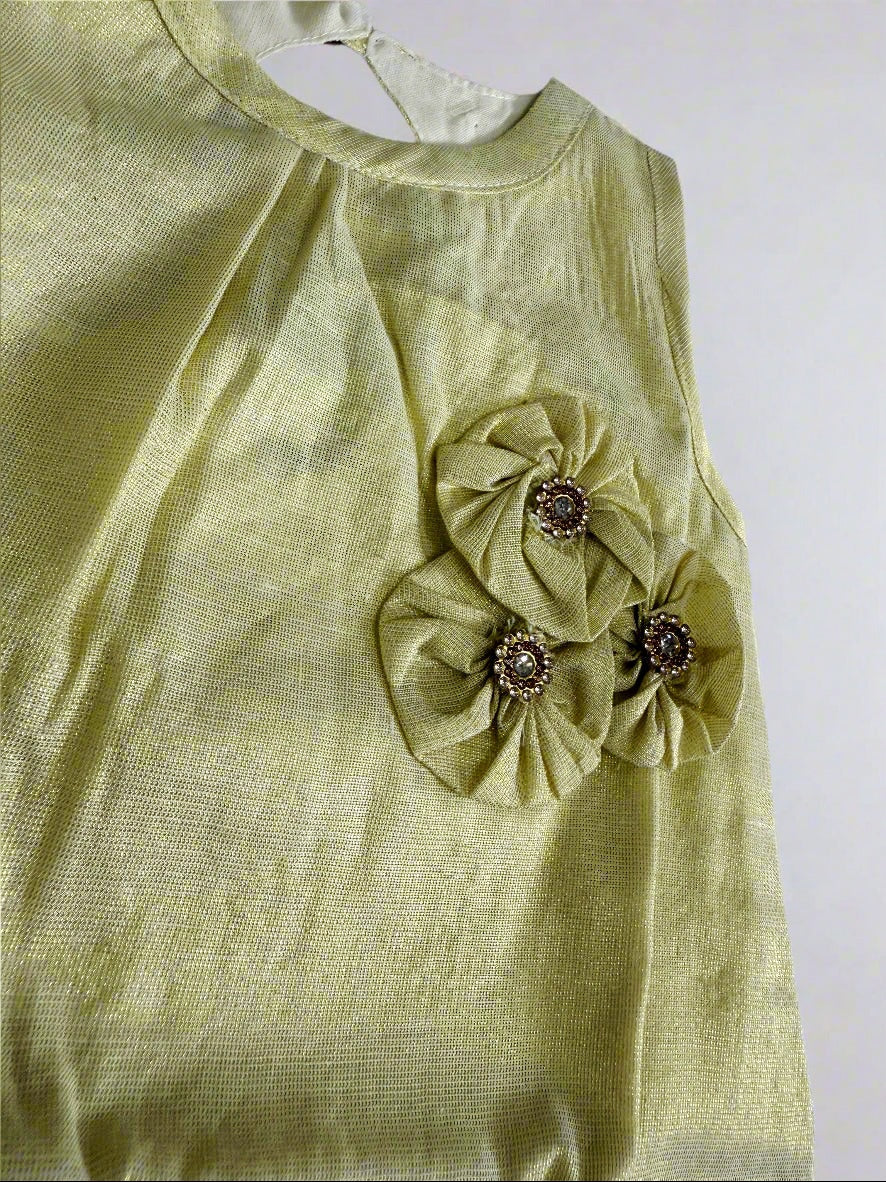 Beautiful Onam soft  tissue Baby Frock