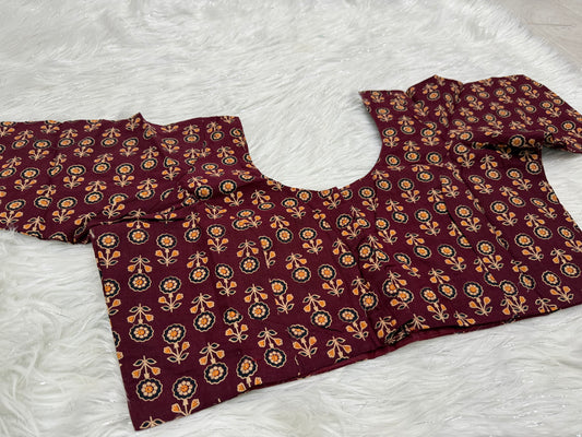 Ready to wear printed princess cut saree blouse