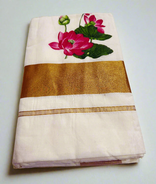 Lotus Onam set  saree