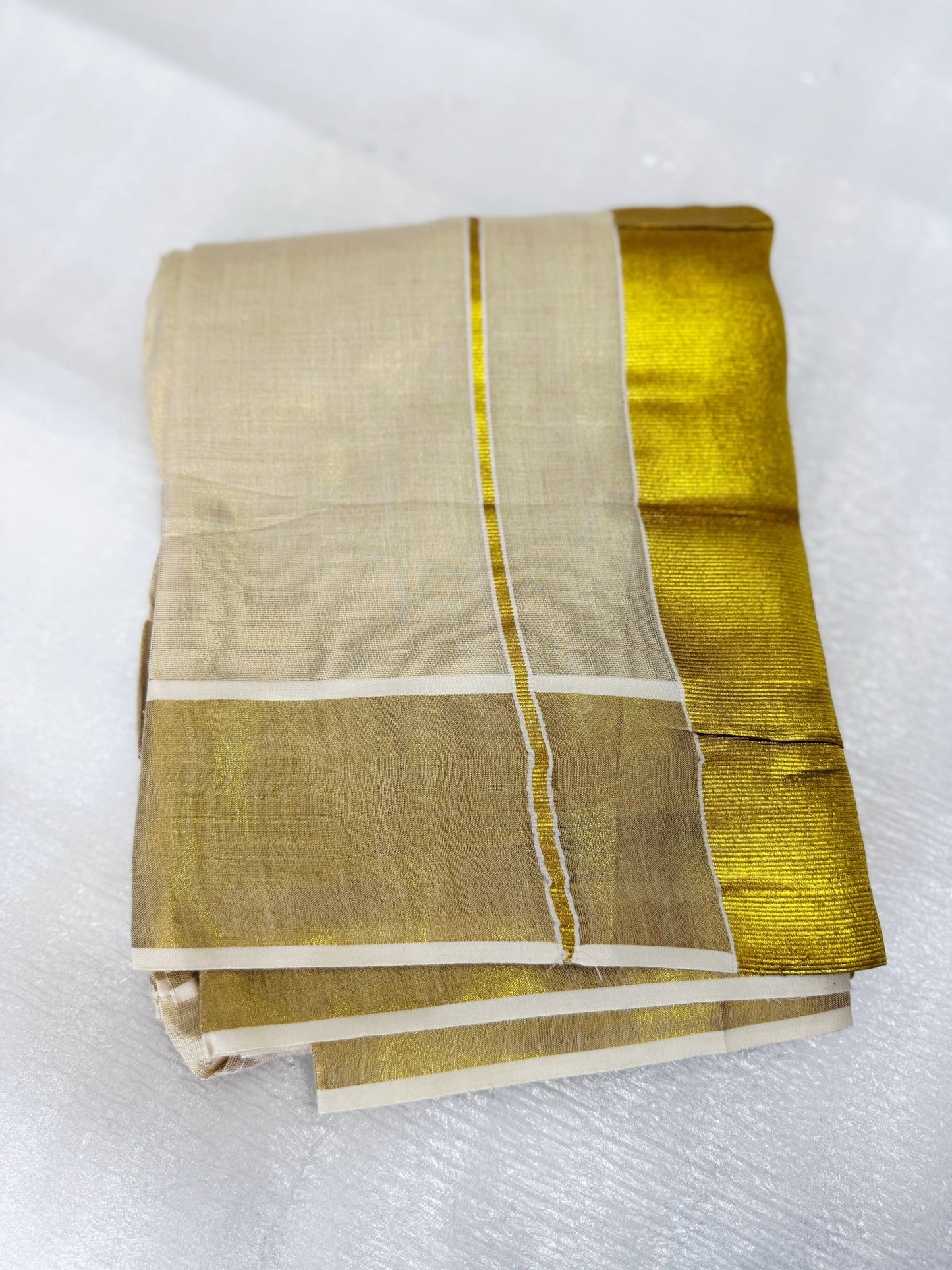 Ready to wear tissue Gold Saree with Blouse material