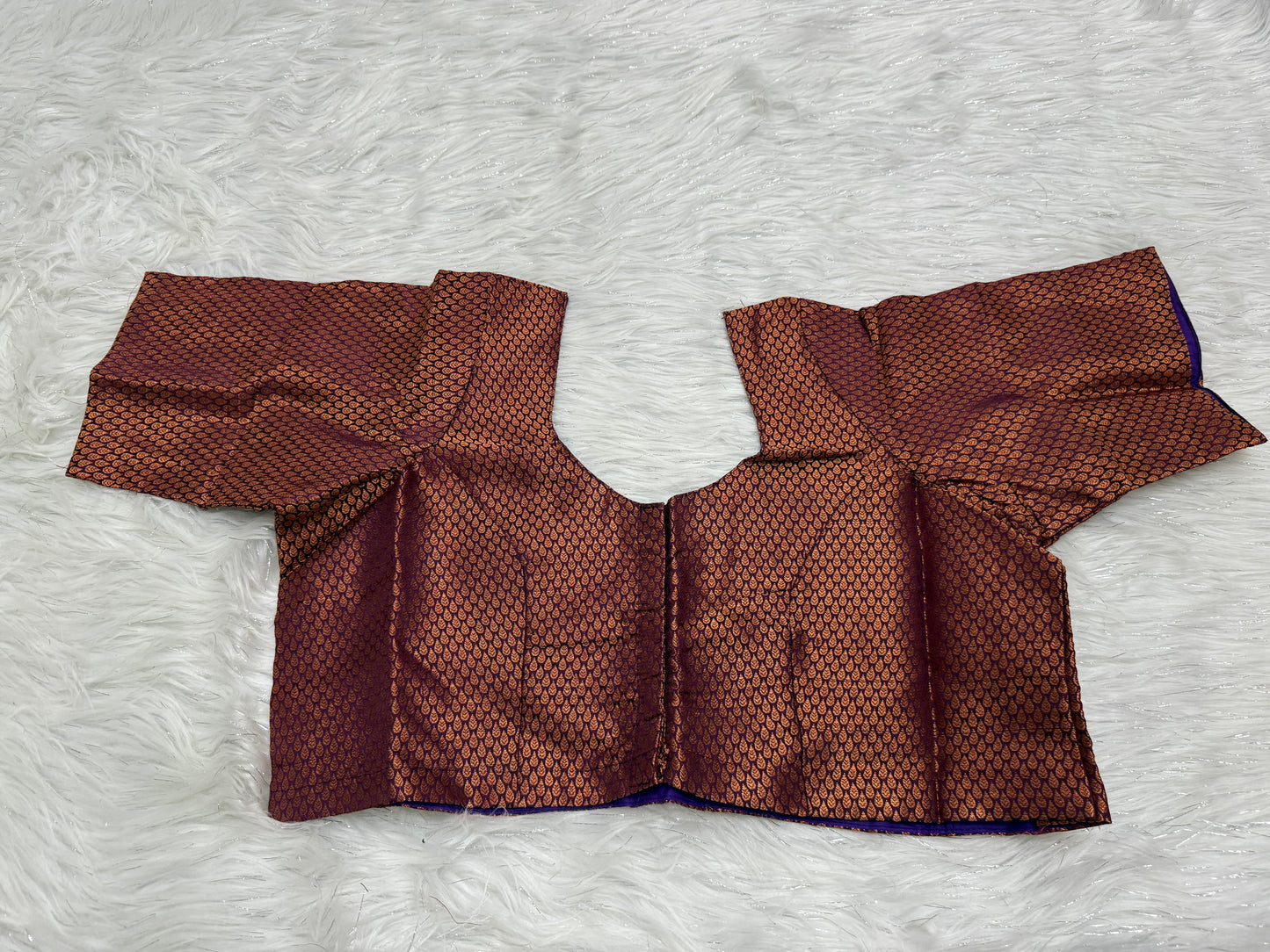 Purple gold Ready to wear princess cut saree blouse