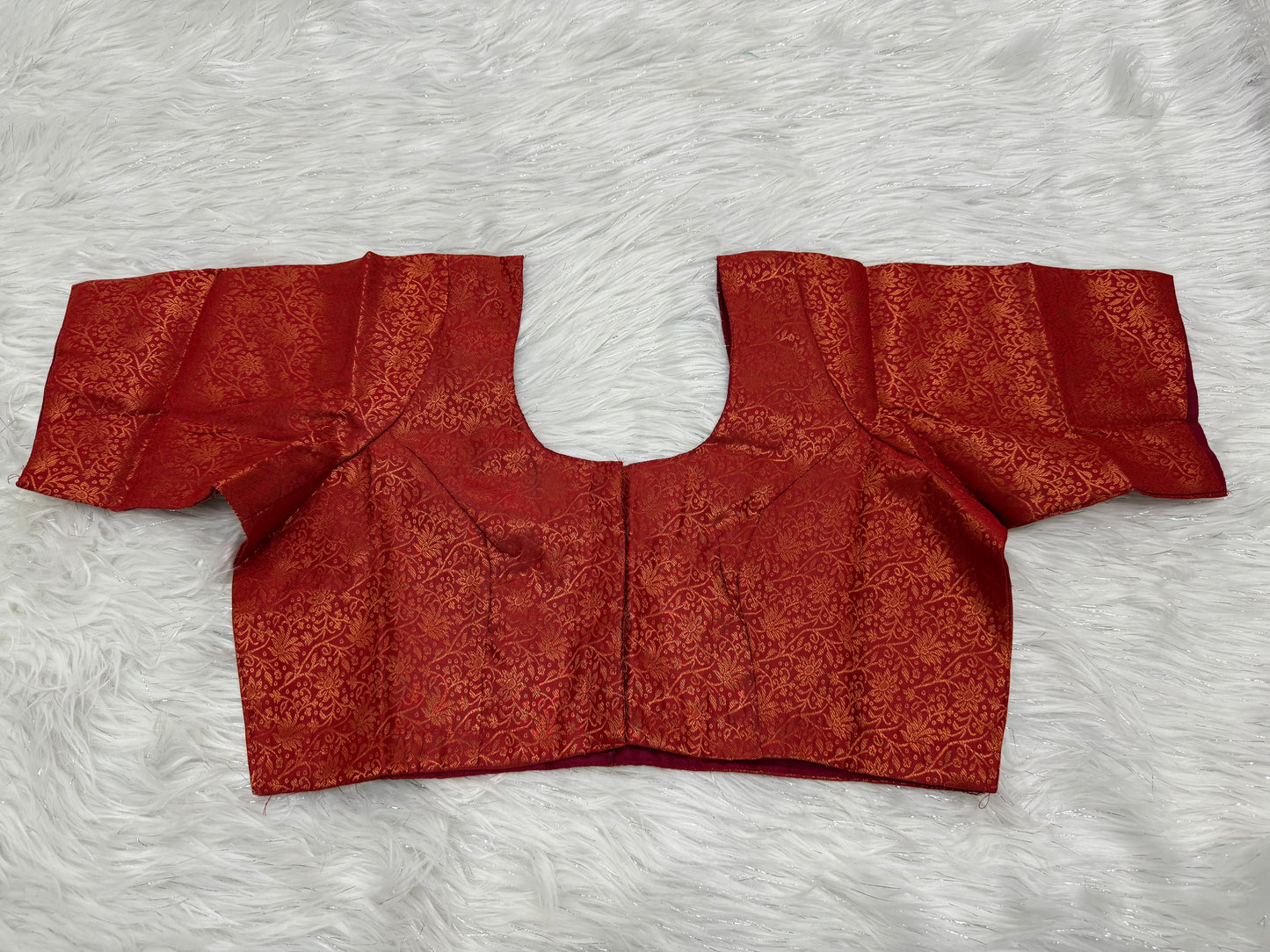 Ready to wear Brocade saree blouse (Red)