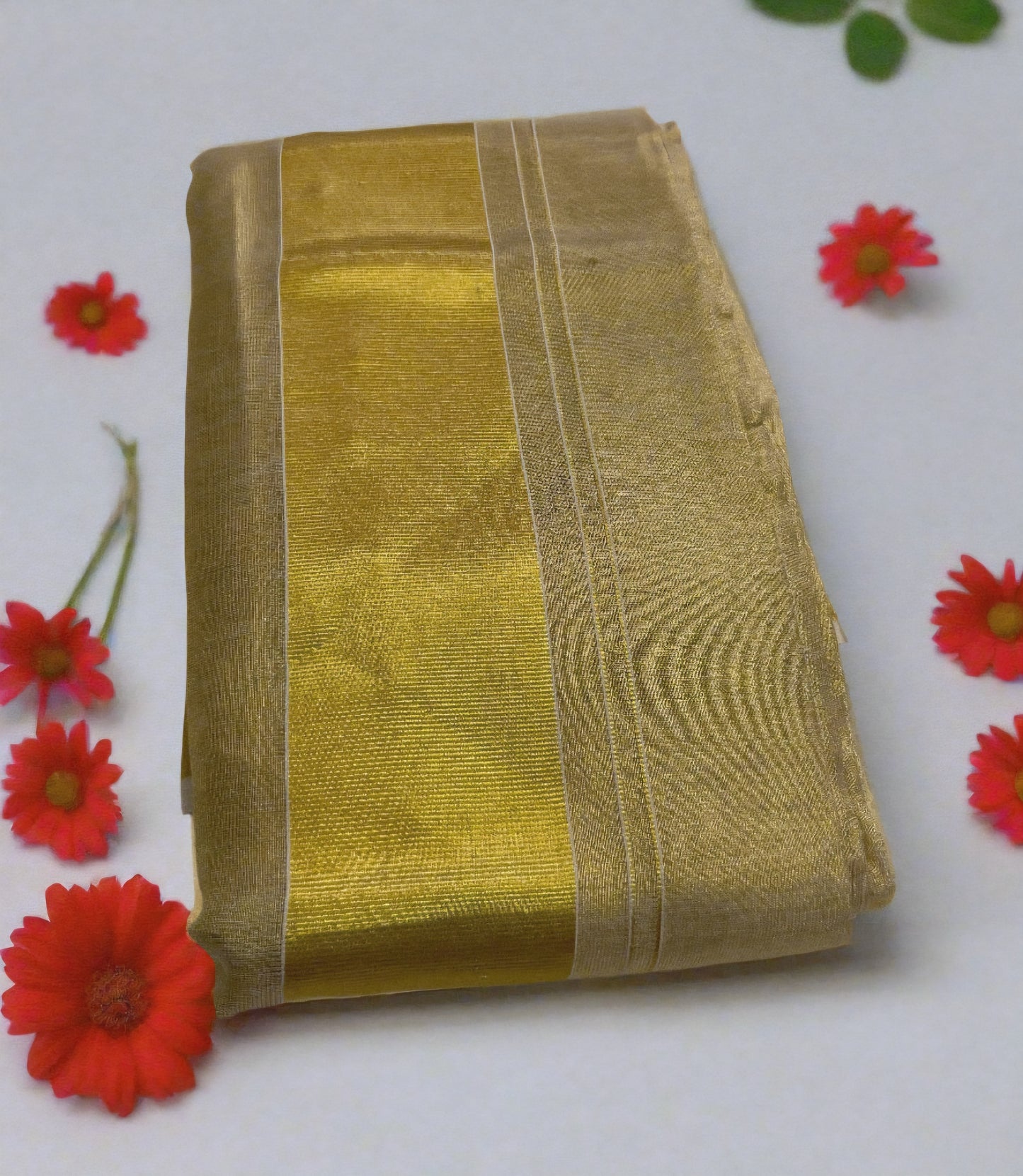 Golden Ready-to-Wear tissue Saree with Blouse Piece