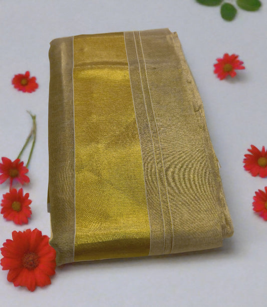 Golden Ready-to-Wear tissue Saree with Blouse Piece
