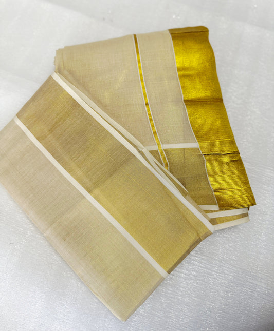 Ready to wear tissue Gold Saree with Blouse material
