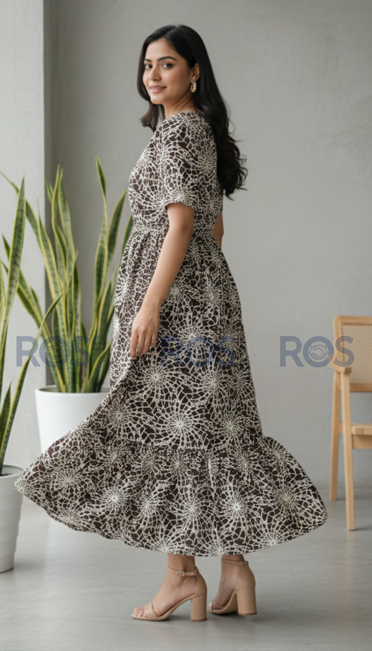 Premium Rayon Floral printed dress/ kurti ( Dark Brown )