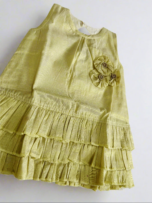 Beautiful Onam soft  tissue Baby Frock