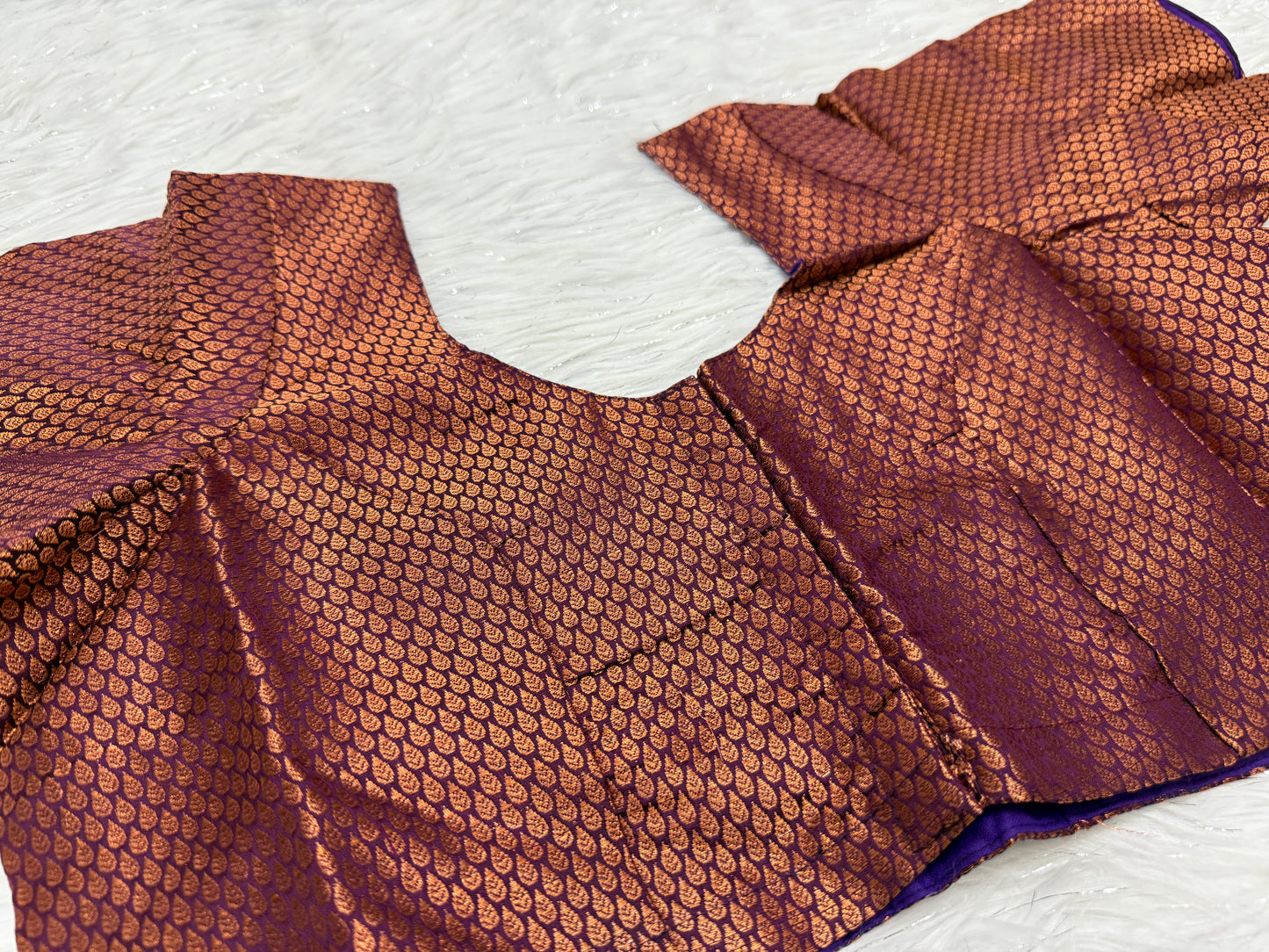 Purple gold Ready to wear princess cut saree blouse