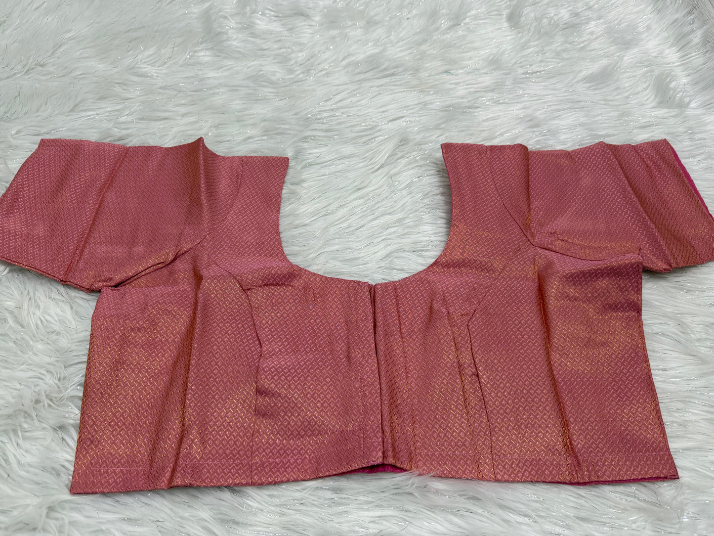 Pink Brocade Ready to wear princess cut saree blouse
