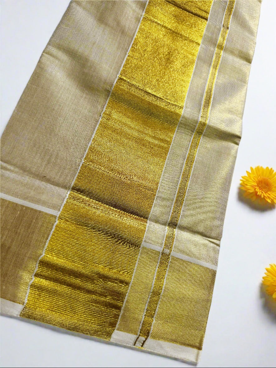 Gold tissue Set Mundu.