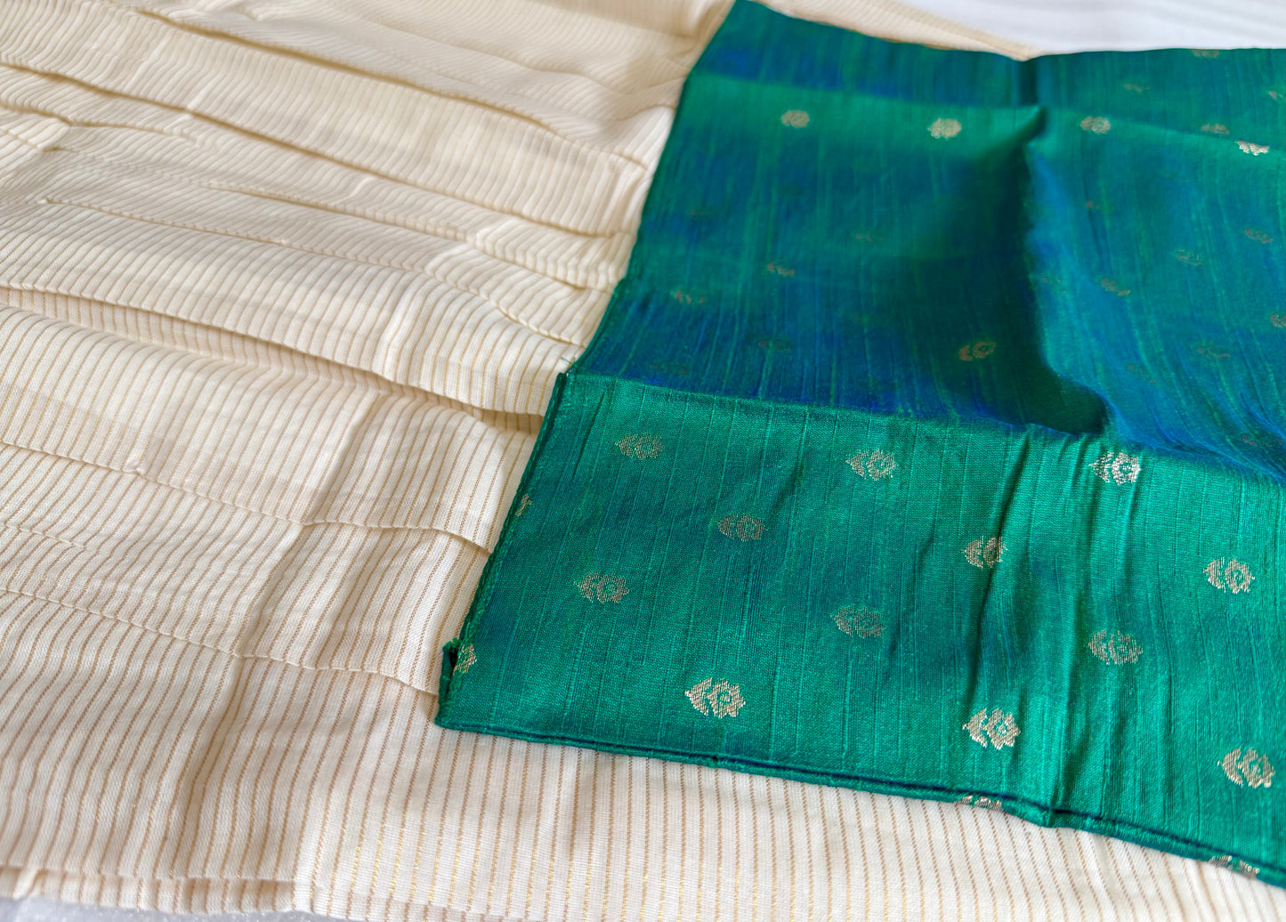 Girls Onam Green blouse and skirt