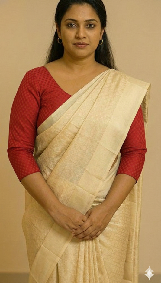 Stretchable princess cut saree blouse with three forth sleeve