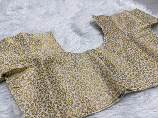 Golden brocade Ready to wear princess cut saree blouse