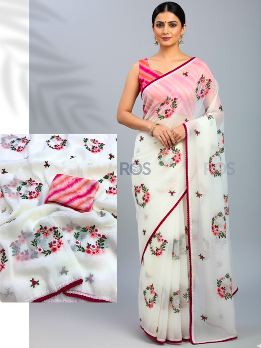Elegant crushed velvettee georgette Saree