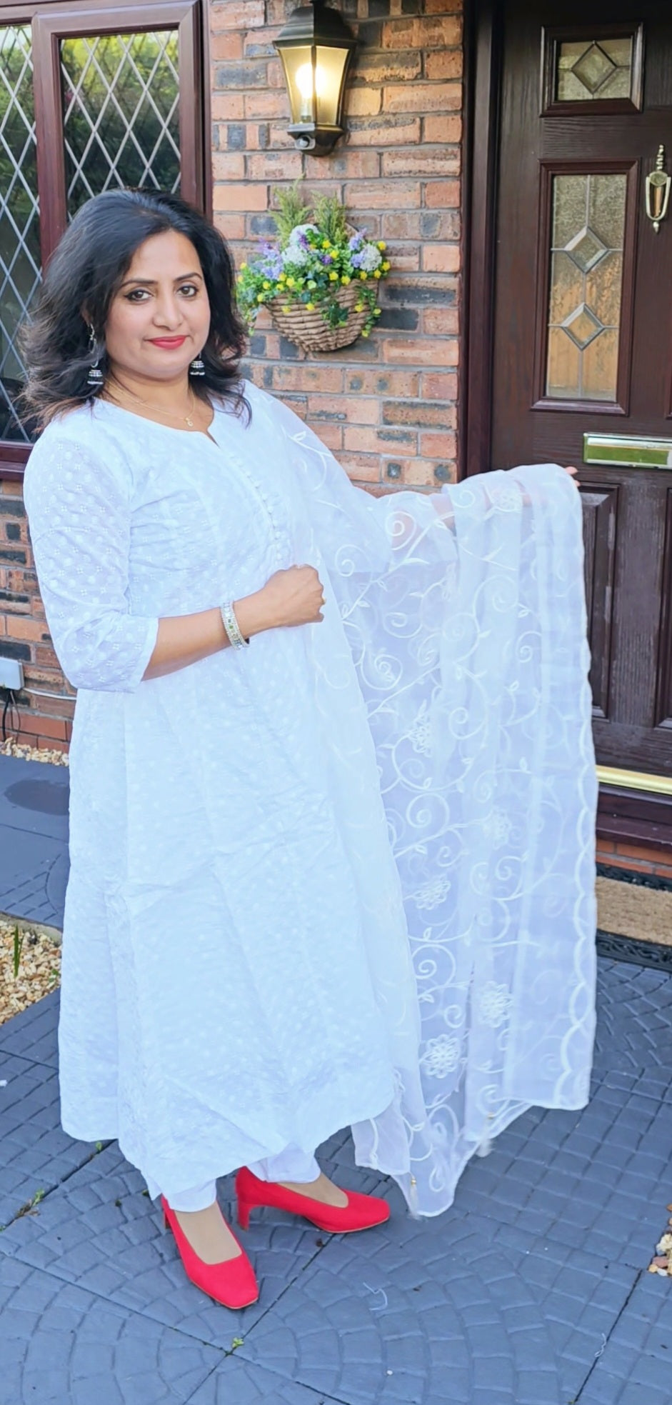 Pure cotton panel cut Anarkali three piece suit
