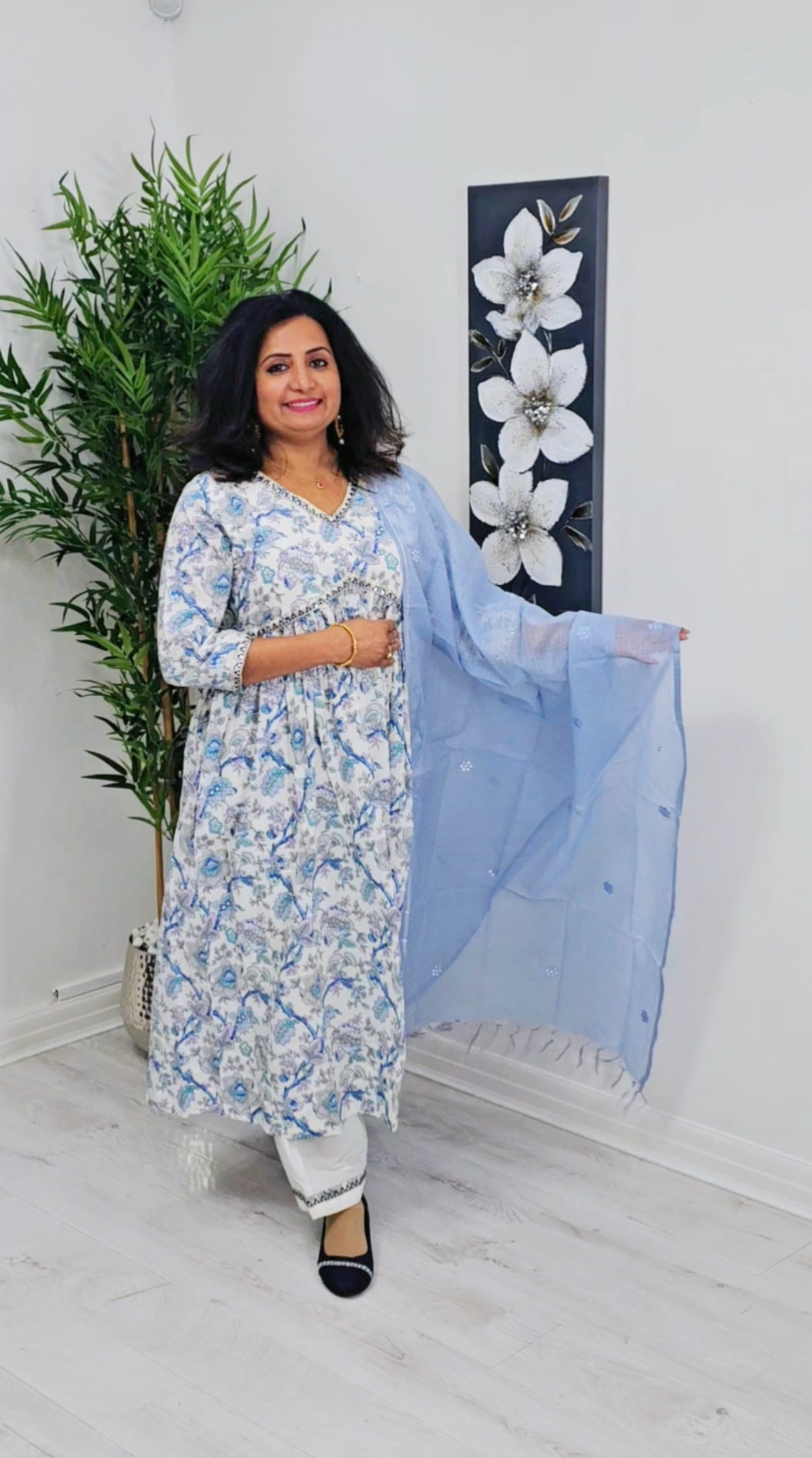Pure Jaipuri cotton Aliacut three piece suit 💕