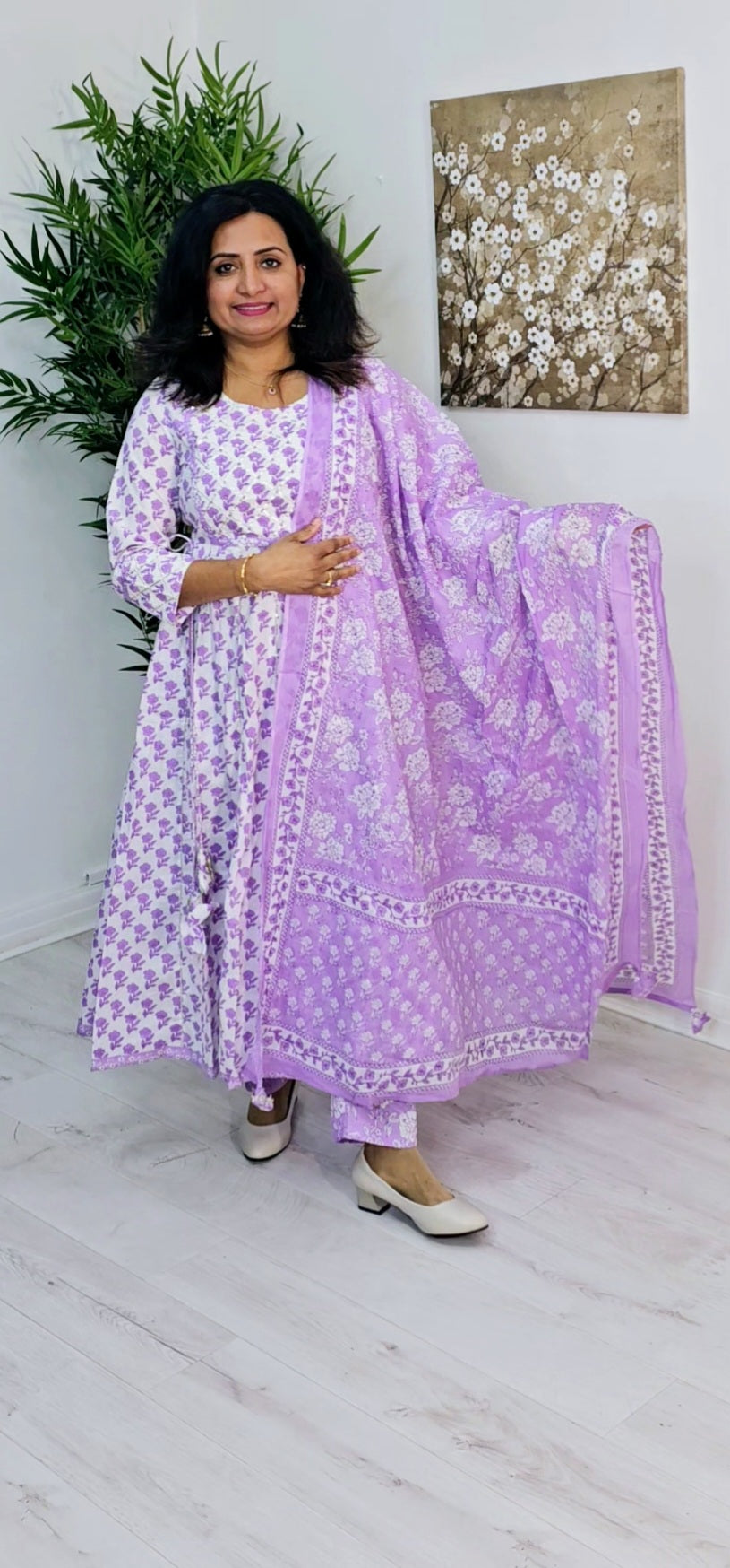 Pure Jaipuri cotton anakali suit