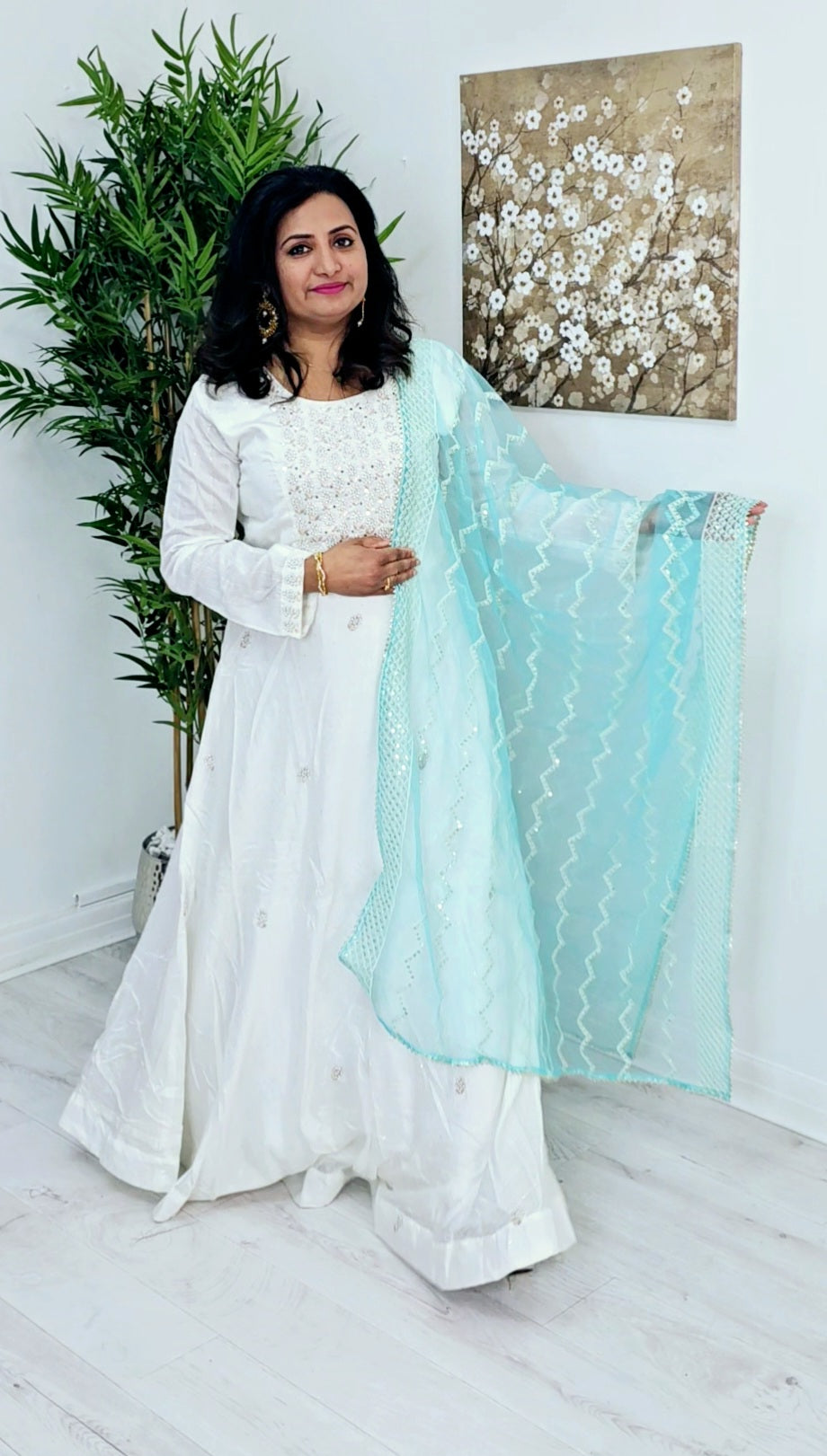 Beautiful silk gown with heavy worked dupatta