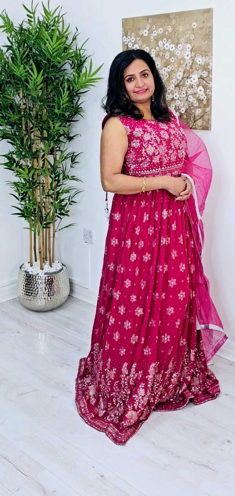 Georgette  Heavy worked gown with dupatta