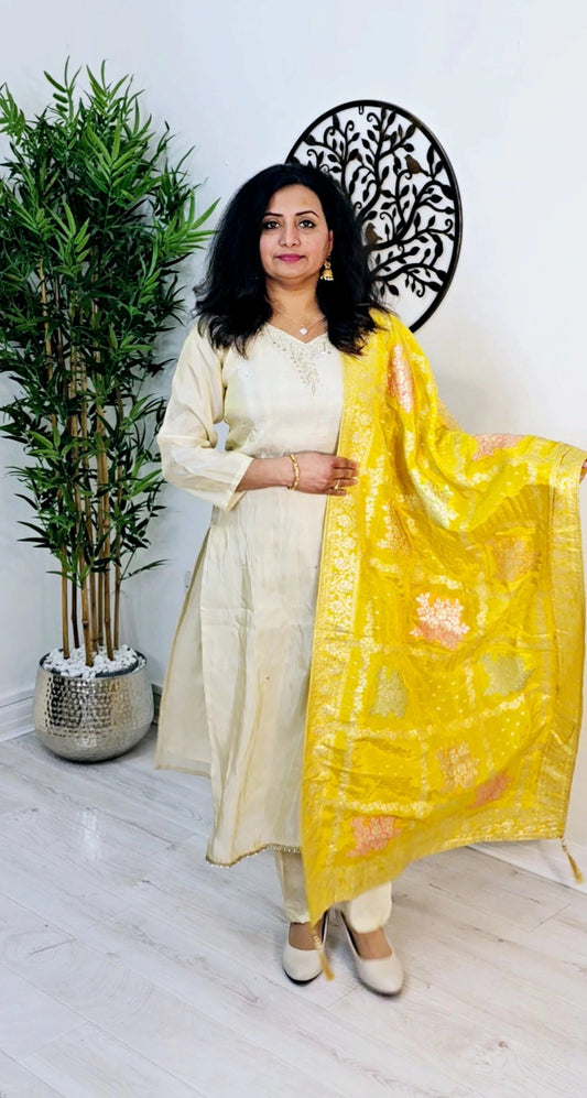 Silk beautiful suit with Banarasi dupatta