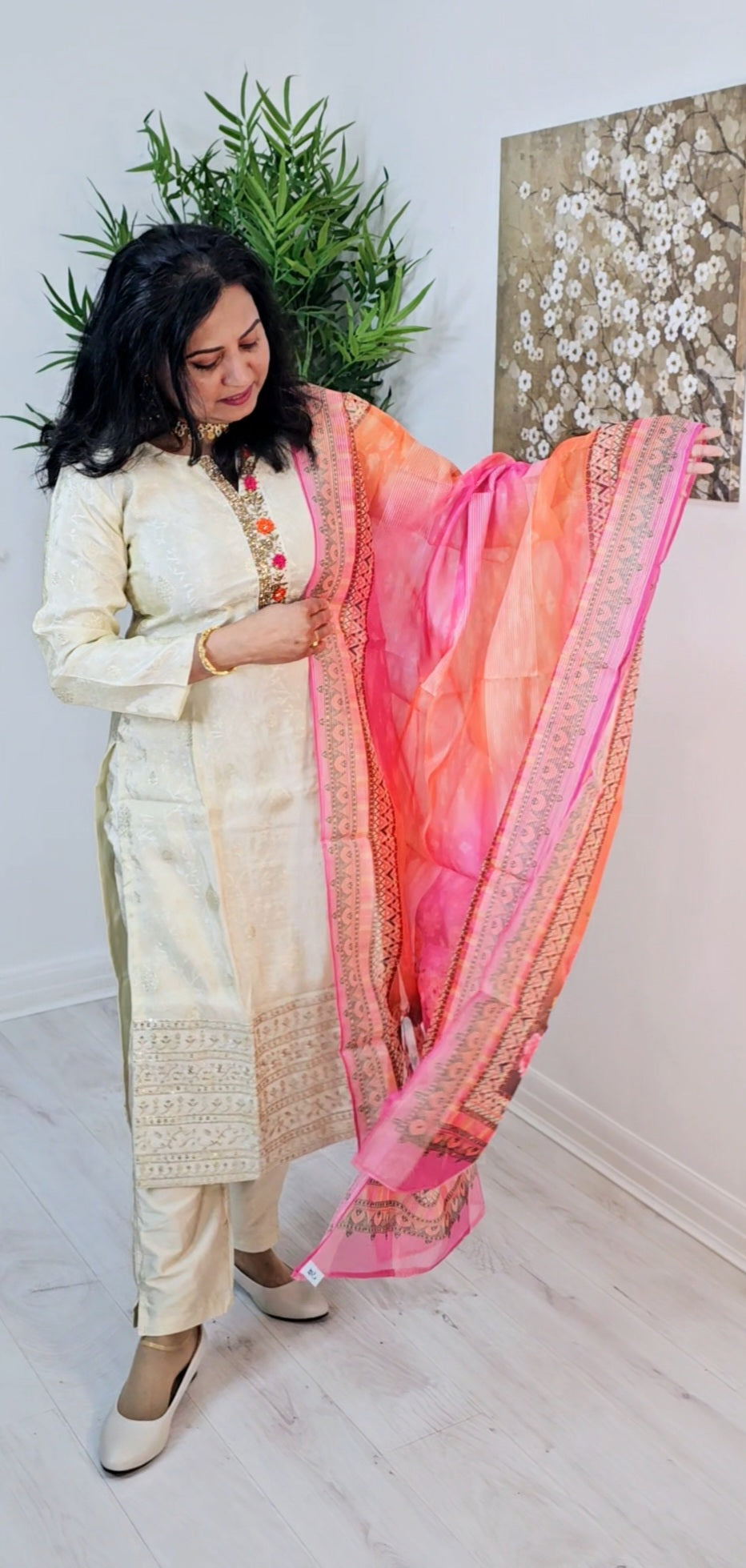 Silk three piece suit with Banarasi dupatta