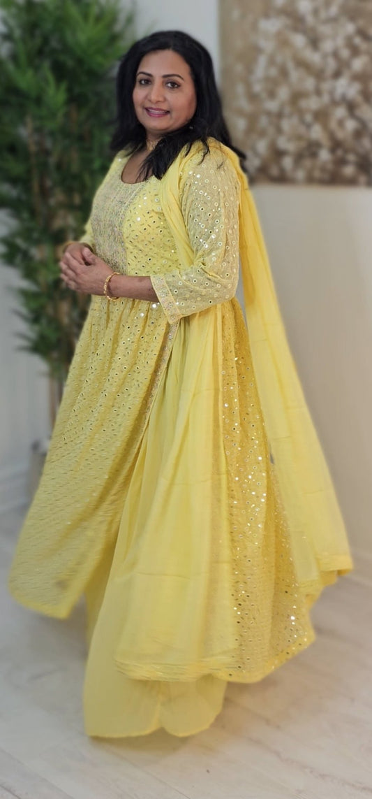 Party wear fully mirrored and embroidered georgette suit*